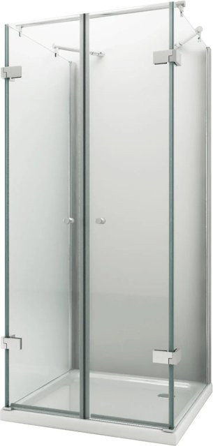 Glasdeals U-Duschkabine AVILO in quadratischer Form, transparent mit silbernen Details, B/T/H: 90 x 90 x 195 cm - Bild 1