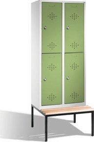 C+P Doppelstockspind Classic mit Sitzbank, 4 Fächer, Front Resedagrün, Korpus Lichtgrau, H x B x T: 209 x 81 x 50/81,5 cm - Bild 1