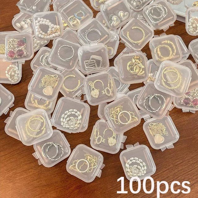 WildSwan H Mini-Quadratische Aufbewahrungsbox aus transparentem Kunststoff mit Klappdeckel für Schmuck und Pillen - Bild 1