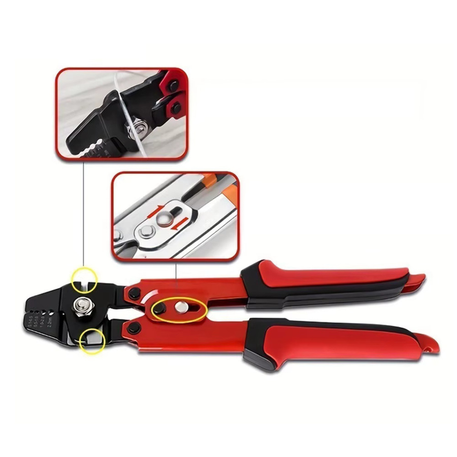 WOZOBUY Crimpen Zange für Draht und Seile bis 2,2 mm mit Aluminium Doppel Barrel Ferrule Crimper Kit zum Angeln - Bild 4