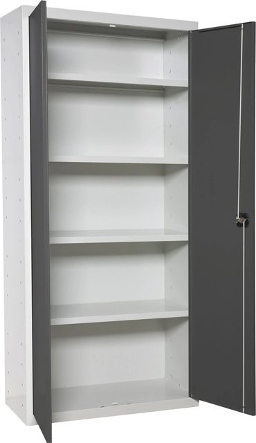 PROREGAL Stahlschrank AMEGO Metallschrank mit Flügeltüren in Anthrazit und Weiß, H x B x T: 180 x 100 x 40 cm - Bild 1