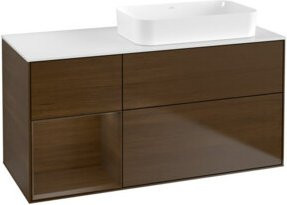V&B Waschtischunterschrank Finion mit Regalfach links, Walnussfurnier, Braun, B: 120 cm, T: 60 cm - Bild 1