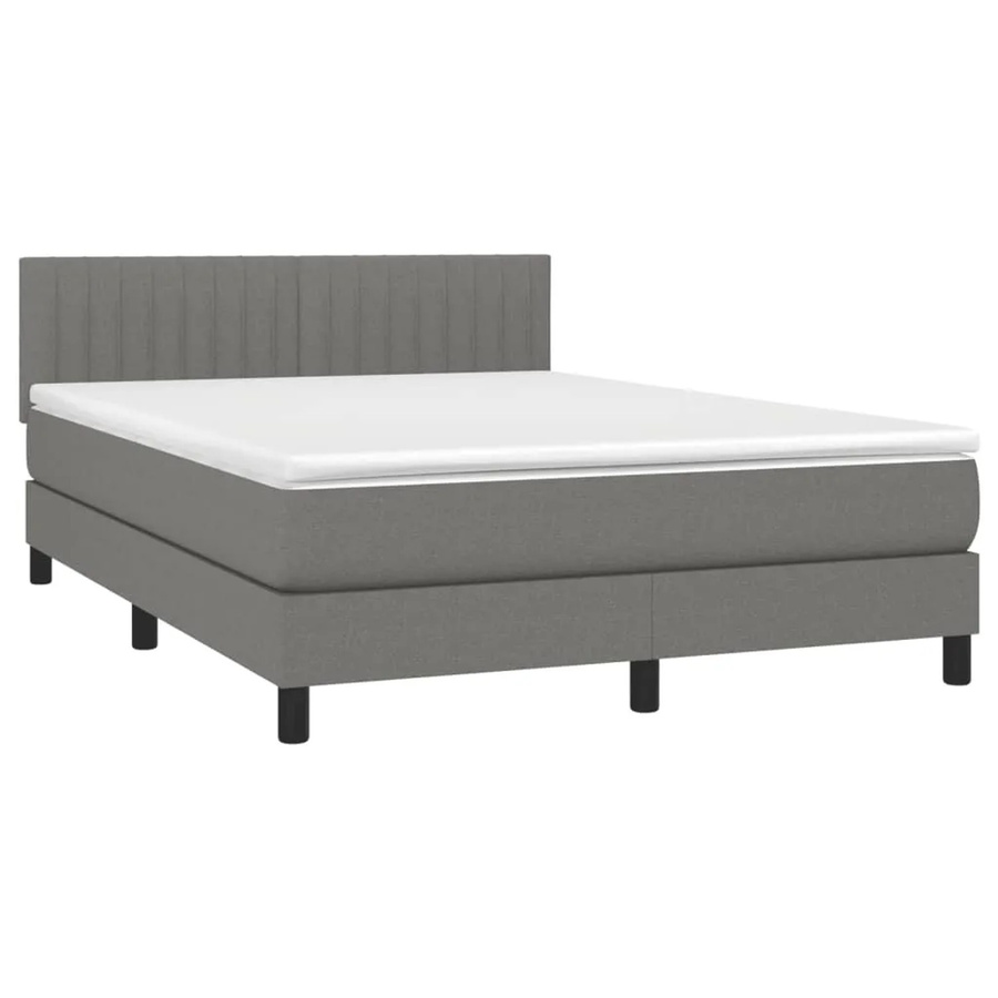 vidaXL Boxspringbett mit Matratze und LED-Unterbettbeleuchtung in Dunkelgrau, B/T: 140 x 200 cm - Bild 2