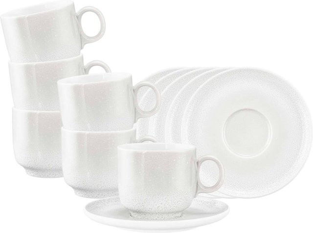Seltmann Weiden Cappuccinotassen mit Untertassen Sento Home, Weiß, 6er Set, 300 ml pro Tasse - Bild 1