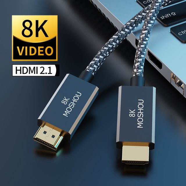MOSHOU HDMI 2.1 Kabel mit 8K 60Hz, 4K 120Hz und 48Gbps für TV, PS5 und Projektoren - Bild 1