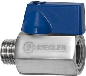 Riegler Mini-Kugelhahn aus Edelstahl 1.4401 in Silber, IG/AG, G 1/2, DN 15, gebürstet - Bild 1