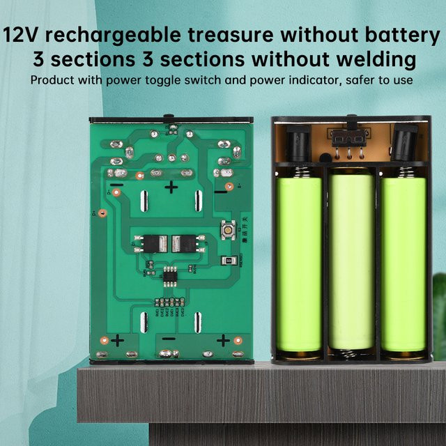 Wiederaufladbarer 12V Tandem-Batteriekasten mit 3 Zellen, abnehmbar und mit Schutzdeckel sowie Gleichstromhalter-Netzteil - Bild 1
