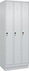 C+P Spind Classic PLUS Garderobenschrank mit 3 Abteilen, Sockel, Grau, H x B x T: 195 x 75 x 50 cm - Bild 1