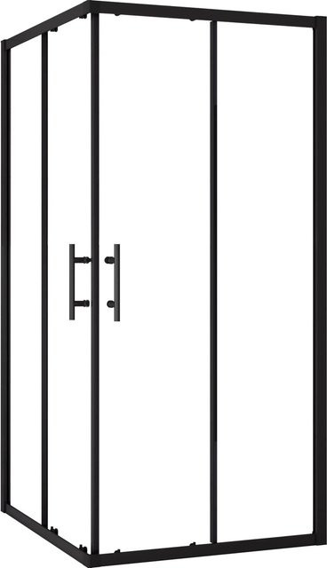 AICA Duschkabine Eckig mit Schiebetür aus Sicherheitsglas in Schwarz und Transparent, B/T/H: 80 x 80 x 195 cm - Bild 1