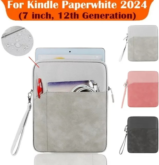 ZNOVAY E-Book-Tasche für Kindle Paperwhite 2024 (12. Generation) und Colorsoft 7 Zoll, Farbe: Grau - Bild 1