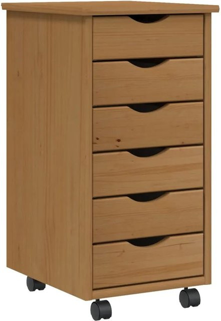vidaXL Rollschrank MOSS aus massivem Kiefernholz mit Schubladen in Honigbraun, B/T/H: 65,5 x 39,0 x 6,0 cm - Bild 1
