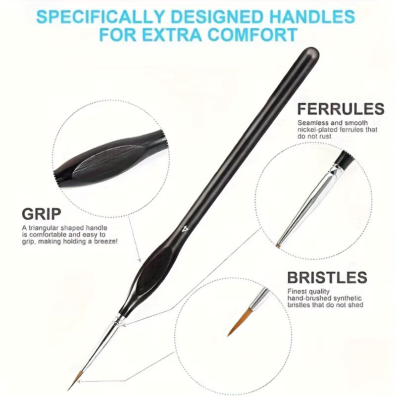 BOMEIJIA 11-teiliges Präzisions-Pinsel-Set mit Mikrospitzen in Gelb und Schwarz für feine Details bei Modellen und Kunstfarben - Bild 2