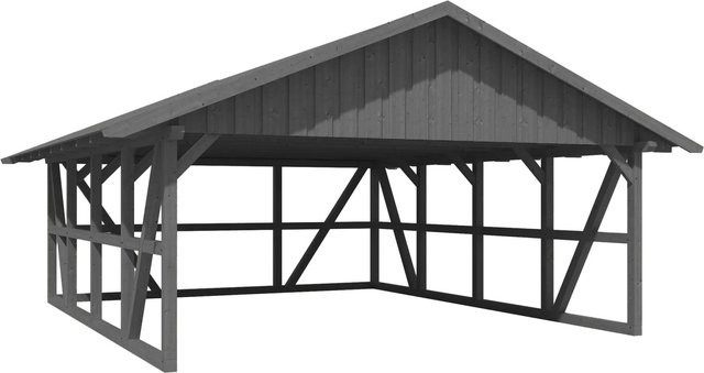 Skan Holz Carport Schwarzwald aus Fichtenholz mit Dachschalung und Rückwand in Schiefergrau, B: 684 cm, T: 772 cm - Bild 1