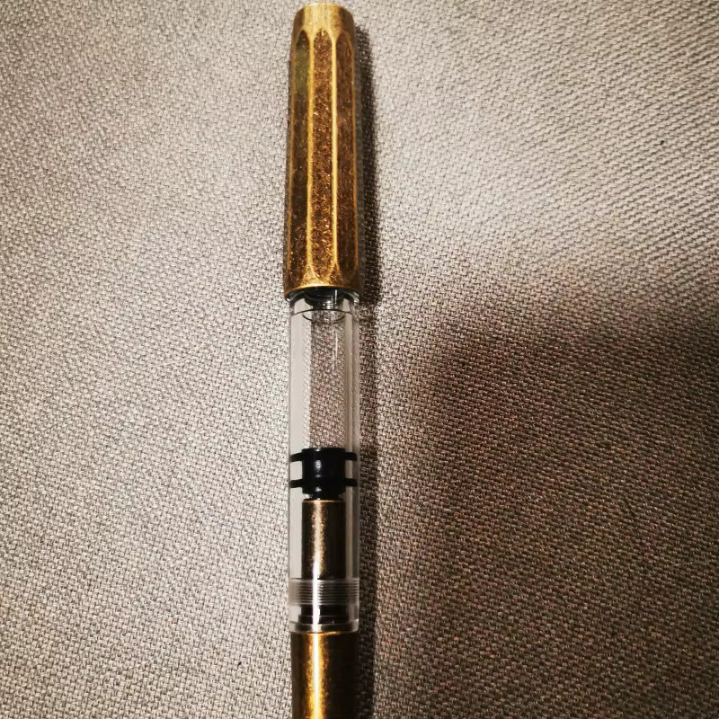 MOONMAN Final Craftsman T1 Füllfederhalter aus handgefertigtem Harz mit Kolbenmechanismus und Aluminiumlegierung-Stifthalter in Grau und Gold - Bild 2