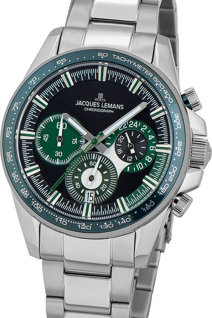 Jacques Lemans Chronograph, Quarz, Edelstahl, Schwarz, 40 mm, Herren - Bild 1