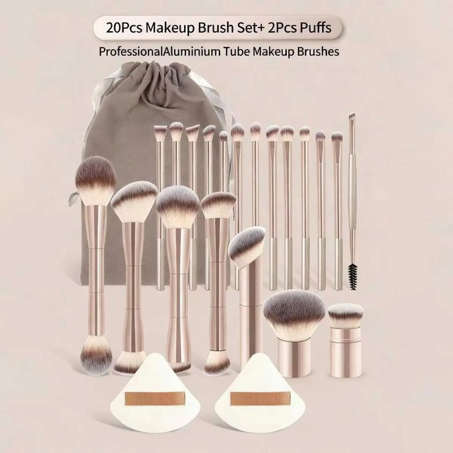 Rd lala Make-up-Pinsel-Set, 22-teilig, Gold, mit Aufbewahrungstasche - Bild 1