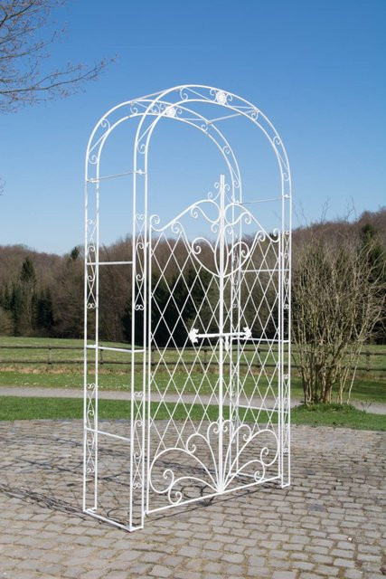 TPFGarden Rosenbogen Melia mit Tor in Antik Weiß aus Metall, Höhe: 220 cm, Breite: 120 cm, Tiefe: 40 cm - Bild 1