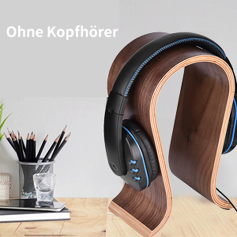 Arealer U-förmiger Kopfhörerhalter aus Holz in Braun - Bild 6