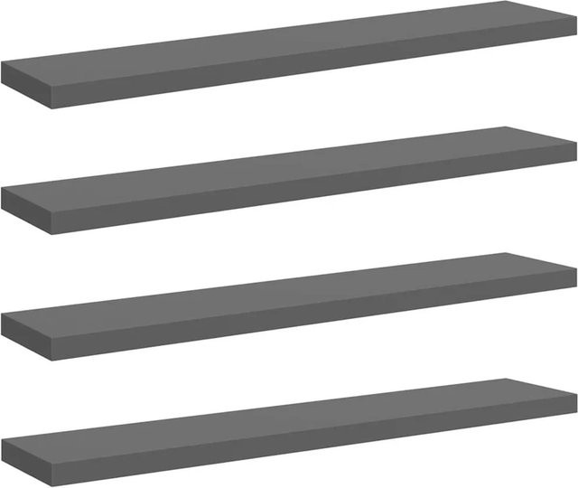 vidaXL Schweberegale 4er Set in Hochglanz-Grau aus MDF, B/T/H: 120 x 23,5 x 3,8 cm - Bild 1
