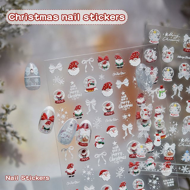 Kaniu Weihnachts-Nagelaufkleber, 3D-Maniküre-Dekoration, Unisex - Bild 1