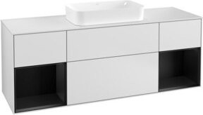 V&B Waschtischunterschrank Finion mit Wandbeleuchtung, Blau und Weiß lackiert, B: 160 cm, T: 50,1 cm, H: 50,1 cm - Bild 1