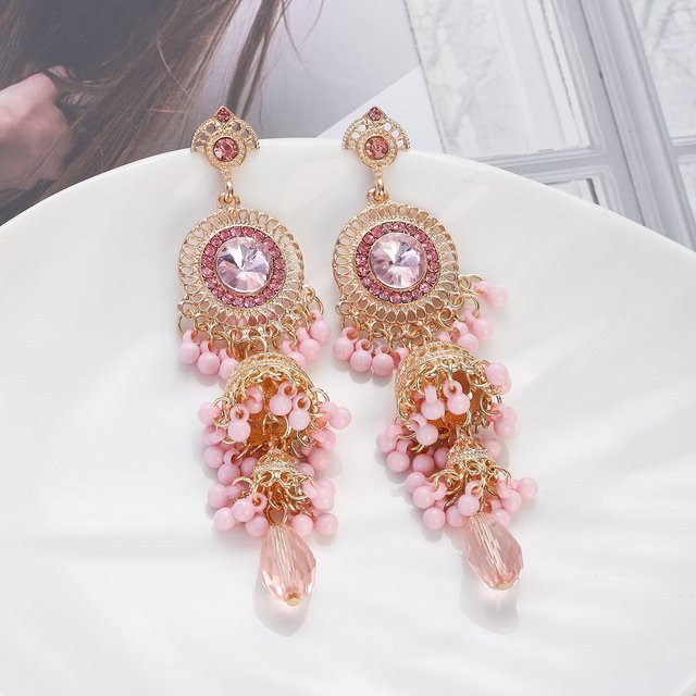 TopHanqi Ohrringe, Rosa Kristall, Roségold, Damen, Vintage - Bild 1