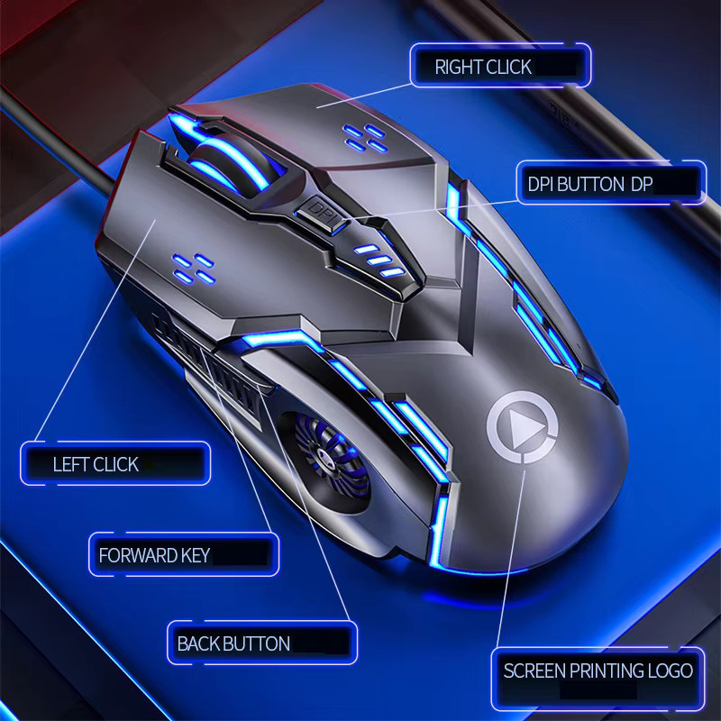 HXSJ G5 Mute Gaming-Maus mit RGB-Beleuchtung, mechanisch, 3200 DPI, 6 Tasten, Weiß - Bild 6
