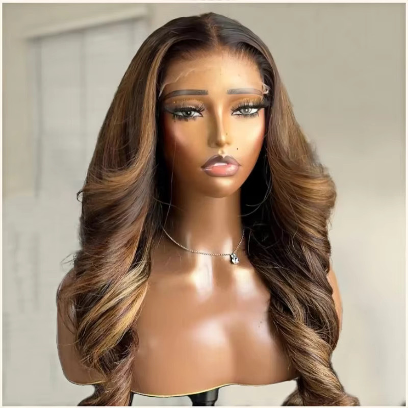 UVEOUS Echthaar Perücke, Lace Front, honigblond, glatt mit Body Wave, Damen - Bild 3