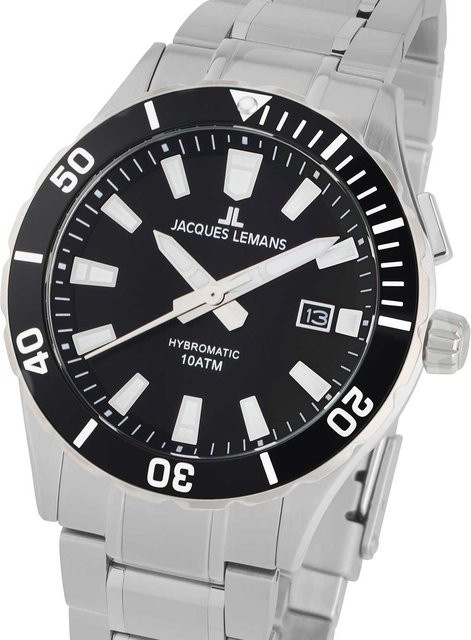 Jacques Lemans Herrenuhr, Quarz, Edelstahl, Schwarz, 43 mm, 10 ATM - Bild 1