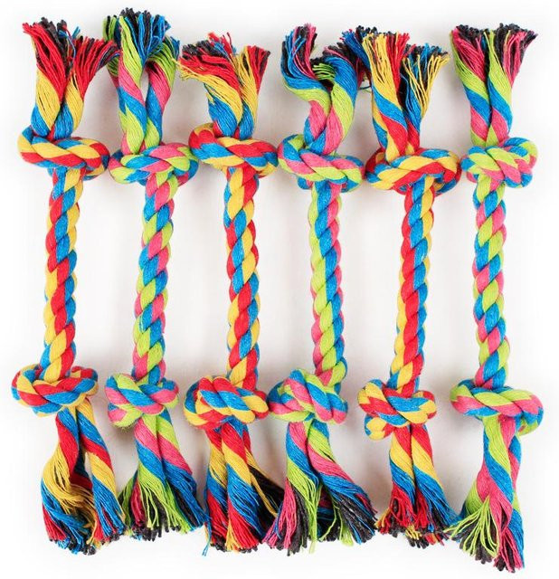 Pet Products My Backenzahn Lederseilknoten Haustierspielzeug, gewebtes Baumwollseil, bunt, 20cm - Bild 1