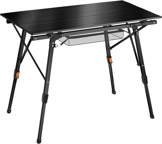 tectake Aluminium Campingtisch faltbar und höhenverstellbar Schwarz B/T/H: 90 x 52 x 47 - 70 cm - Bild 2