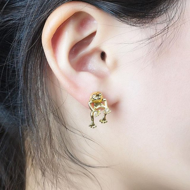Ohrringe Frosch, Silberfarbe, Metall, Damen - Bild 1