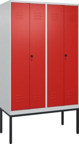 C+P PSA Doppel-Spind Classic PLUS Gestell mit 4 Abteilen, Grau und Rot, B/T/H: 212 x 120 x 50 cm - Bild 1