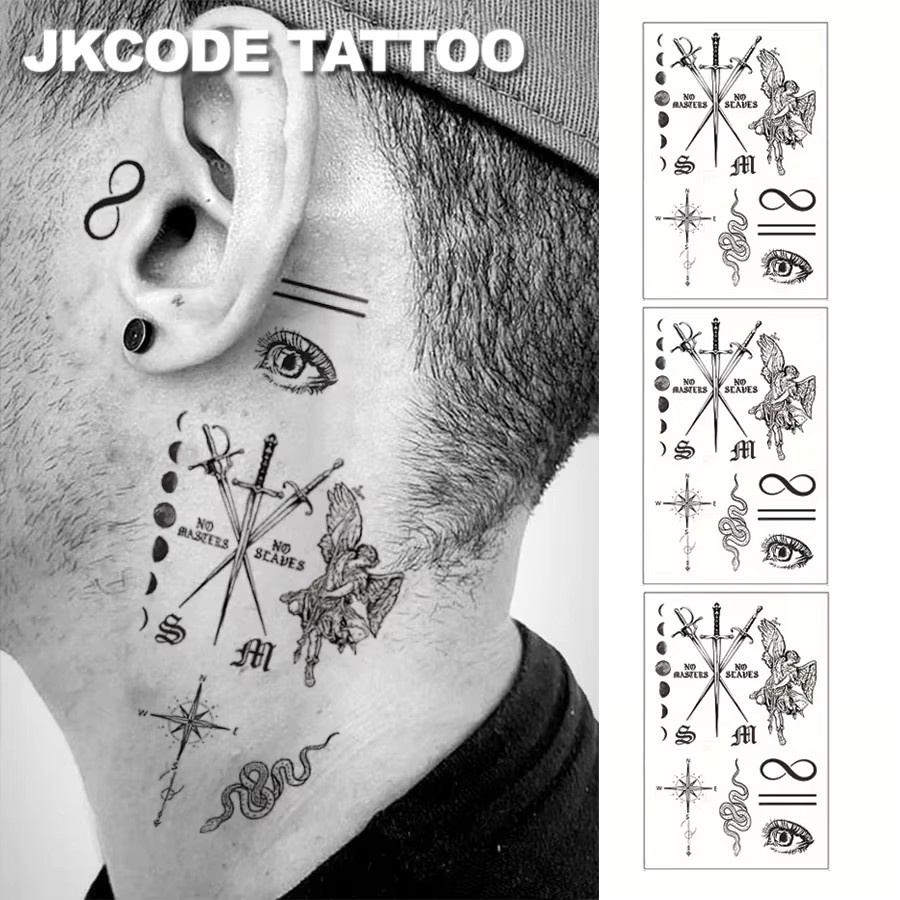 JKCODE TATTOO Temporäre Tattoo-Aufkleber, 3-teilige Sammlung, Retro-Stil - Bild 2