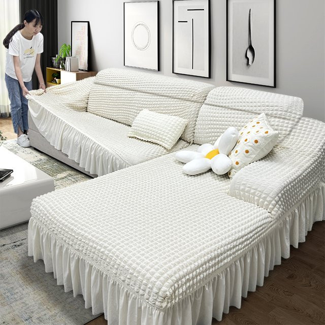 S-EMIGA Hochelastischer Sofabezug in Weiß für Ecksofas und Sessel mit Haartier-Schutz und Stretch-Funktion - Bild 1