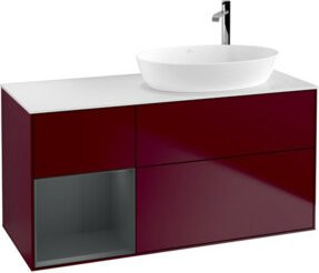 V&B Waschtischunterschrank Finion mit Wandbeleuchtung, Farbe: Weiß, B/T/H: 120 x 50,1 x 50,1 cm - Bild 1
