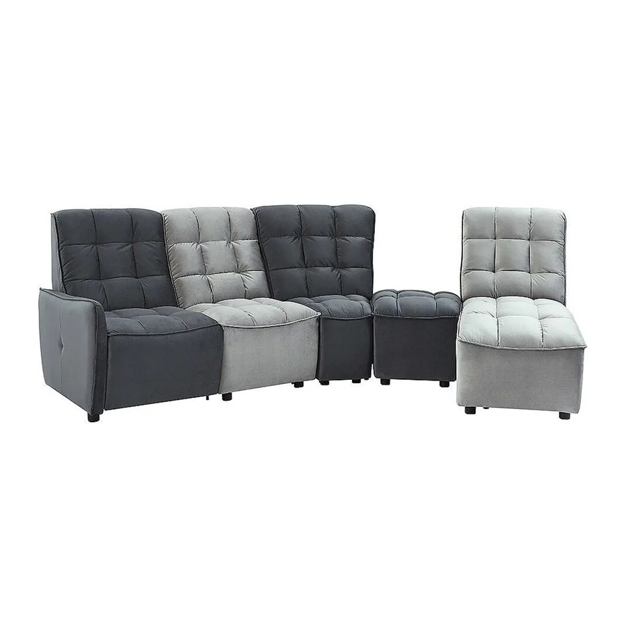Vente-unique Relaxsofa Alford in L-Form aus Samt, Hellgrau und Anthrazitgrau, Breite: 323 cm - Bild 2
