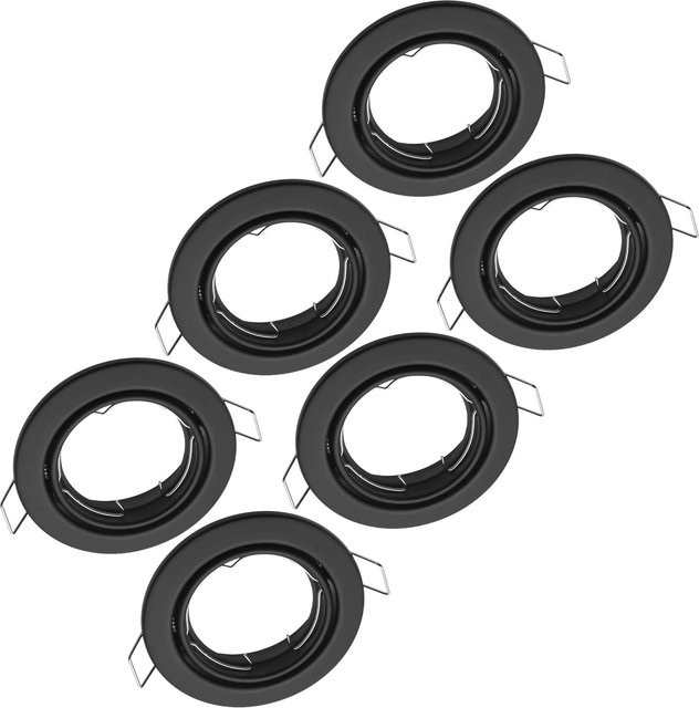 Oktaplex 6er Set Einbauleuchten Dijon Schwarz, schwenkbare runde Deckenspots aus Metall für GU10 LED-Module - Bild 1