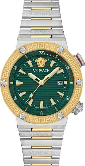 Versace Herrenuhr Greca Logo Diver, Quarz, Edelstahl, Grün, 43 mm - Bild 1