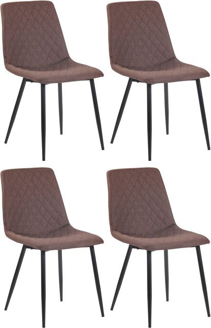 4er Set Esszimmerstühle CLP Telde aus Stoff mit gesteppter Sitzfläche und Metallgestell - Bild 1