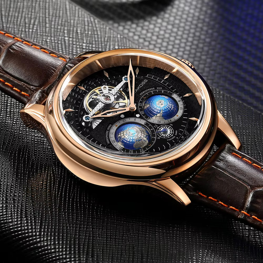 SEAKOSS Armbanduhr, Automatik, Edelstahl, Roségold, Leder, Herren - Bild 2