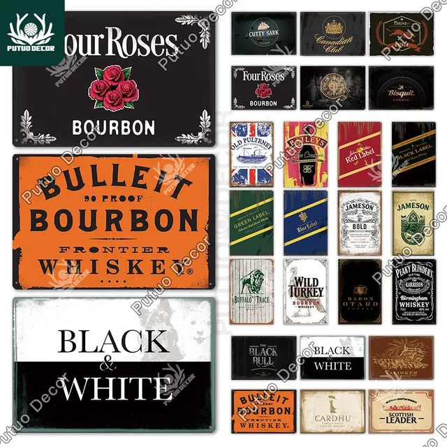 Putuo Decor Whisky Metallschild Vintage Zinn-Wanddekoration für Pub und Bar - Bild 1