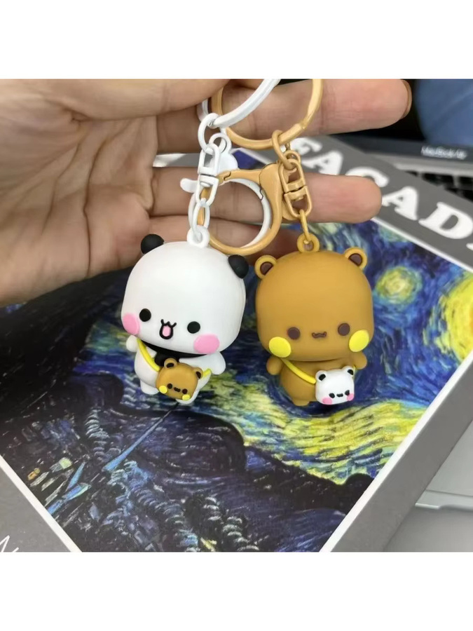 Schlüsselanhänger Panda Bubu und Yier, Cartoon-Bären-Puppe, Unisex - Bild 7