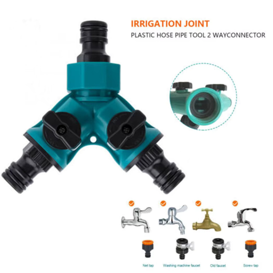 Vibratite Kunststoff-Wasserrohr-Schnellverbinder 3/4 Zoll als Y-Verbinder und Gartenschlauch-Verteiler in Türkis - Bild 2
