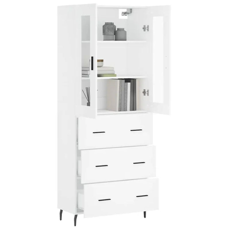 Vidaxl Vitrinenschrank Modern, Weiß, B: 69,5 cm, T: 34 cm, H: 180 cm - Bild 2