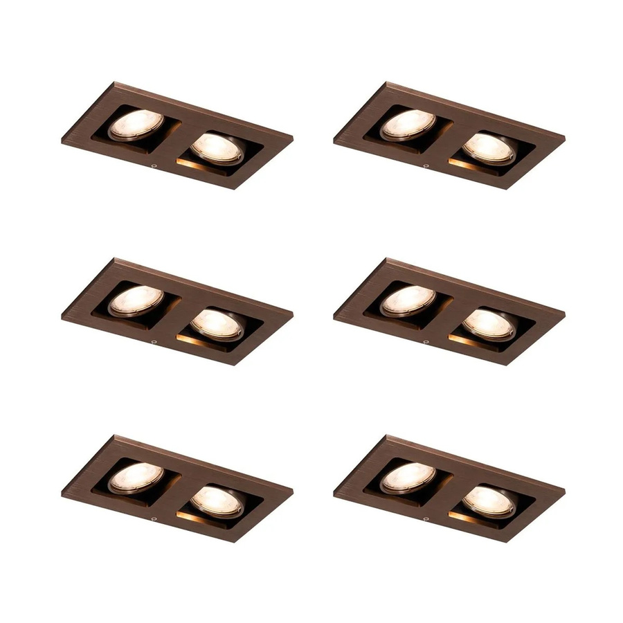 QAZQA Set mit 6 rechteckigen Einbaustrahlern in Dunkelbronze, verstellbar mit Reflektor - Bild 2