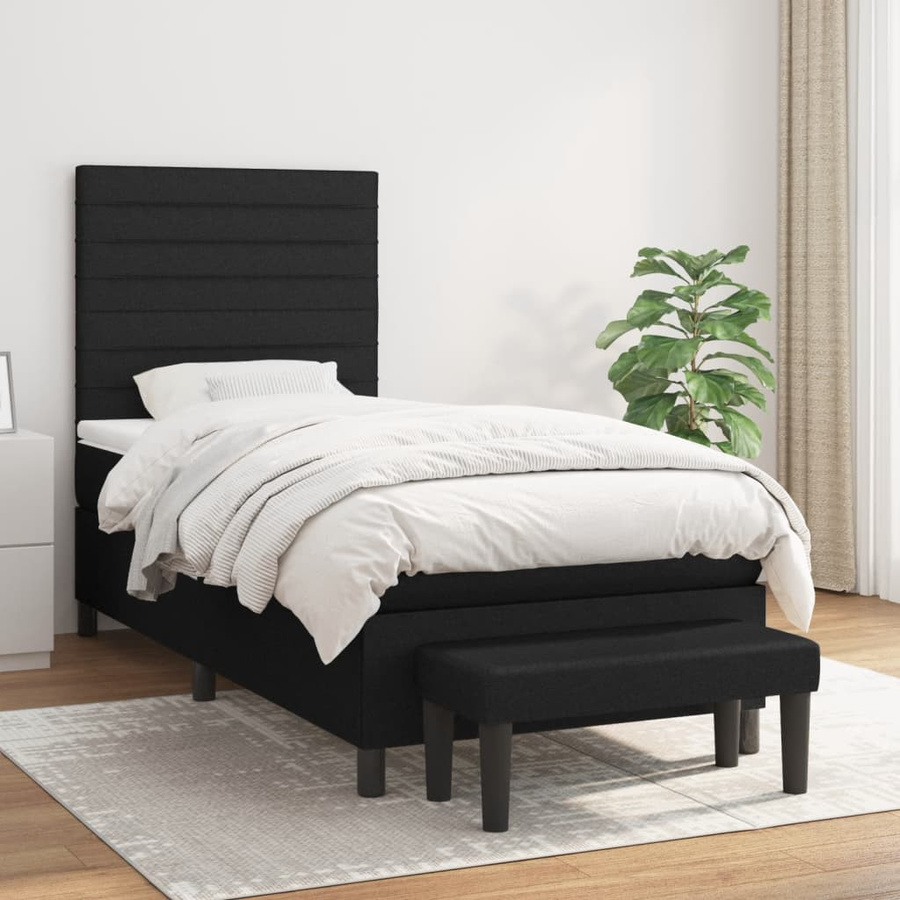 vidaXL Boxspringbett mit Matratze Schwarz aus Stoff, B/T: 100 x 200 cm - Bild 2