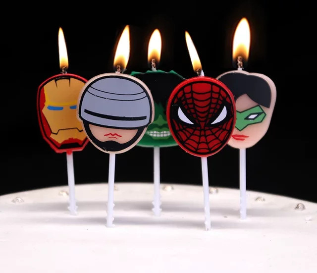 5-teiliges Spiderman und Hulk Kerzen-Set von Hasbro für Kinder Geburtstagsdeko in Mehrfarbig - Bild 1