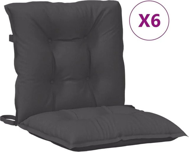 6er Set vidaXL Niedriglehner-Auflagen aus Polyester in Anthrazit Melange, B/T/H: 100 x 50 x 7 cm - Bild 1