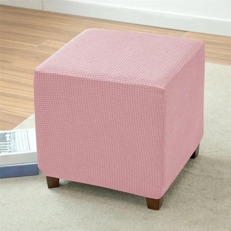 Decke für quadratischen Fußhocker aus Polarfleece in Unifarben, elastischer Schonbezug für Ottoman und Hocker - Bild 1